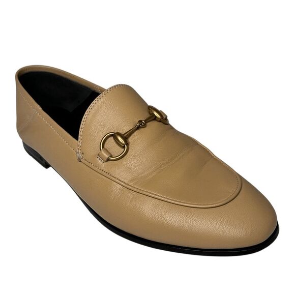 Gucci Brixton Horsebit Loafers EU 35.5 US 5.5 Wheat Beige Leather Slip On Flats - Picture 1 of 10